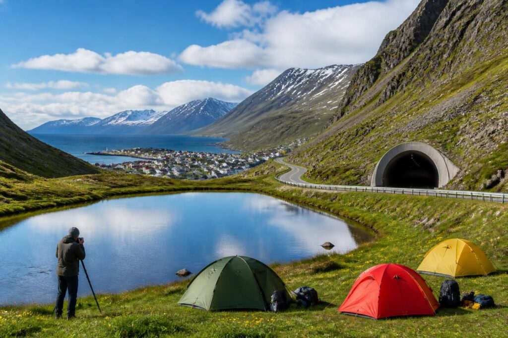 explorez siglufjordur en islande : découvrez les meilleures expériences de camping, capturez des photos époustouflantes et traversez le tunnel emblématique de la région.